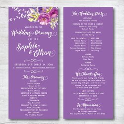 Cool Free Printable Wedding Program Template Download Templates Attractive