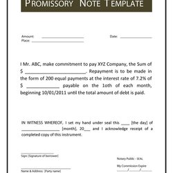 Out Of This World Free Promissory Note Template For Personal Loan Sample Promise Agreement Editable Samples
