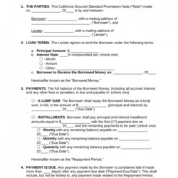 Smashing Free California Promissory Note Templates Word Secured Lender Template Borrower