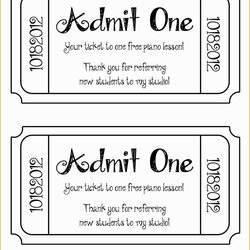 Terrific Free Printable Ticket Template Of Raffle Tickets Admit Admission Concert Editable Event Templates