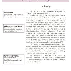 Superb Obituary Templates And Samples Sample Obituaries