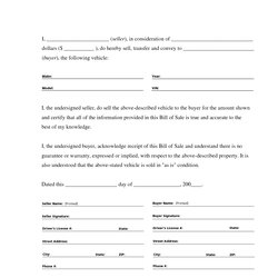 Legit Free Printable Vehicle Bill Of Sale Template Form Generic