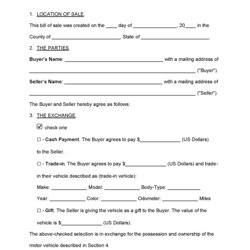 Free Bill Of Sale Form Word Customize