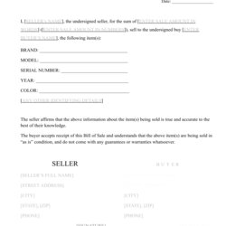 Free Printable Bill Of Sale Template And Blank Sales Forms