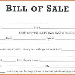 Excellent Free Printable Simple Bill Of Sale Templates