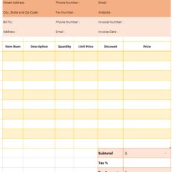 Excellent Blank Invoice Template Excel Free Templates Example