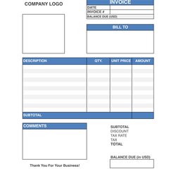 Perfect Blank Invoice Form Excel Templates