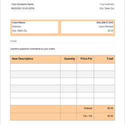 Worthy Blank Invoice Form With Orange Accents Template Templates Free