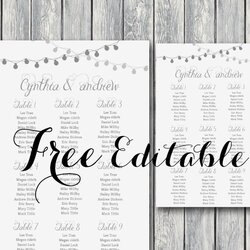 Perfect Wedding Seating Chart Template Printable Editable Poster Reception Night Light Templates Lights Bride