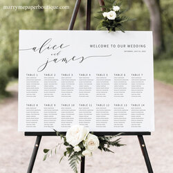Elegant Wedding Seating Chart Template Modern Plan Printable