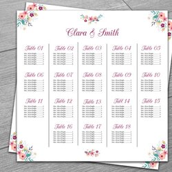 Swell Wedding Seating Chart Template