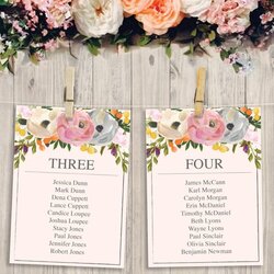 Sterling Wedding Seating Chart Template Printable Table Arrangement Sweet Blooms Hanging Instant Download