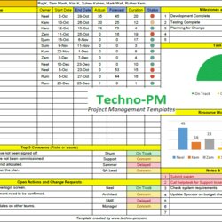One Page Project Manager Excel Template Download Free Management Templates