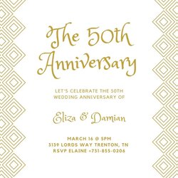 Anniversary Invitations Templates Gold Square Pattern Invitation