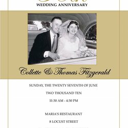 Wedding Anniversary Invitations Invitation Printable Templates Golden Invite Cards Wording Template Card