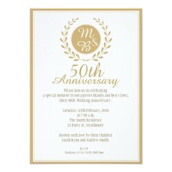 Wedding Anniversary Invitation Invitations Golden Sold