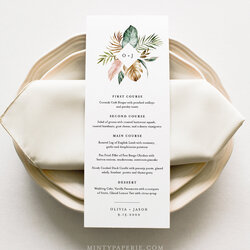 Superior Tropical Wedding Menu Template Instant Download Printable Dinner Editable Minty