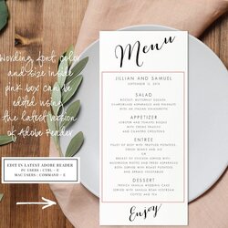 Wedding Menu Editable By Studio On