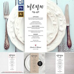 Preeminent Wedding Menu Template Free Download Templates