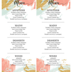 Capital Design Templates Menu Wedding Food Bar Template Editable Restaurant Word Simple Microsoft Choose