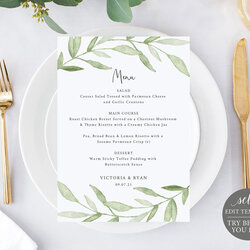 Perfect Free Wedding Menu Template Printable Templates