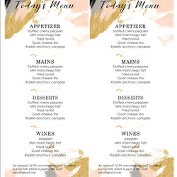 Spiffing Design Templates Menu Wedding Food Bar Template Word Printable Drink Microsoft Simple Editable