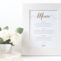 Wedding Menu Template Printable Editable Instant Download