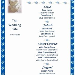 Swell Wedding Menu Word Template Templates Microsoft Catering Ms Restaurant Fold Brochure Blank Reception Doc
