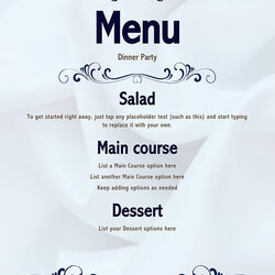 Exceptional Free Wedding Menu Templates Beautiful Designs Word Template Page