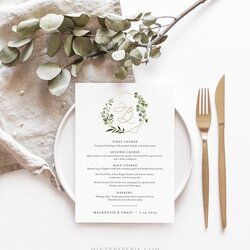 Wedding Menu Template Instant Download Editable Text Printable Dinner