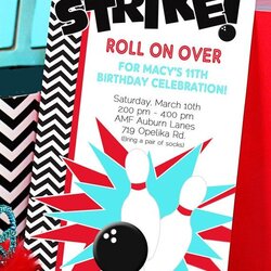 Pin By Jaime Tyler On Holiday Fun And Decor Bowling Party Invitations Invitation Birthday Template Invite