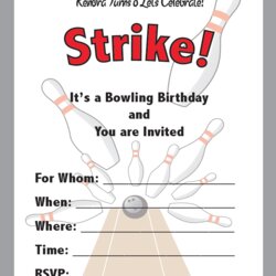 Marvelous Bowling Birthday Party Invites Illustration Design Invitations Strike Old Year