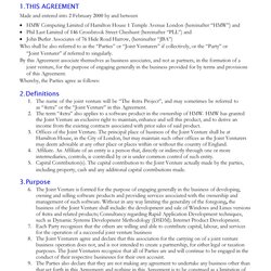 Sterling Simple Joint Venture Agreement Templates Doc Template