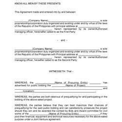 Outstanding Simple Joint Venture Agreement Templates Doc