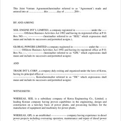 Perfect Free Sample Joint Venture Agreement Templates In Ms Word Example Business