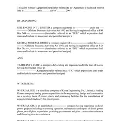 Eminent Free Simple Joint Venture Agreement Template