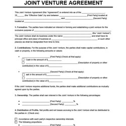 Supreme Free Joint Venture Agreement Template Word