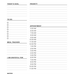 Printable Daily Planner Templates Free In Word Excel Planners Agenda Productivity Blank Hourly Notes