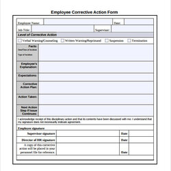 Sublime Free Sample Corrective Action Plan Templates In Ms Word Template Employee Examples Form Printable
