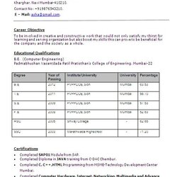 Format Of Resume In Word File Free Download