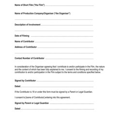 Short Film Release Form For Actors Locations In Word And Formats