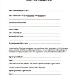 Great Free Sample Film Release Forms In Ms Word Form Doc