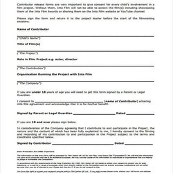 Worthy Free Film Release Forms In Ms Word Form Documentary Contributor Sample
