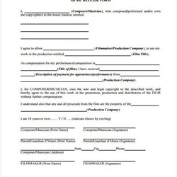 Sterling Free Sample Film Release Forms In Ms Word Form Consent Music Va