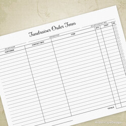Perfect Fundraiser Order Form Printable Personalized Designs
