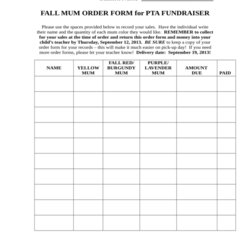 Splendid Free Printable Fundraiser Order Form Template Templates In Doc