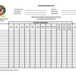 Supreme Fundraiser Order Sheet Templates Form Template Free Fundraisers