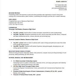 Excellent Free Sample High School Student Resume Templates In Ms Word Job Example College Resumes For