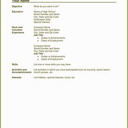 Exceptional Resume Templates Free For High School Students Of Student Template No Experience Australia