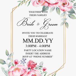 Supreme Free Dusty Rose Wedding Invitation Template For Word Download Stunning Metallic Gold Frame Templates